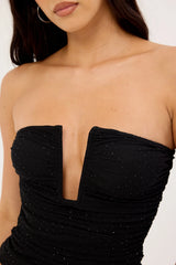 Luck & Trouble Alicia Shimmer Strapless Top Black