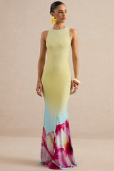 Marlo | Yellow Ombre Lily Print Maxi Dress