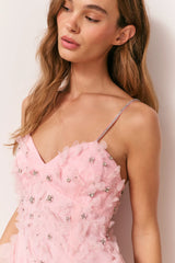 Ambessa Embellished Organza Mini Dress - POWDER PINK