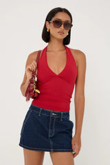 Rusty Billie Low Rise Denim Mini Skirt Indigo