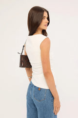 Perfect Stranger Luciana Boat Neck  Top White