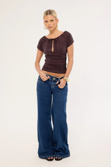 Perfect Stranger Adoria Keyhole Jersey Top Plum