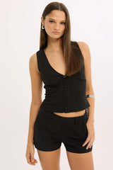 Perfect Stranger Luca V Neck Sleeveless Vest Top Black